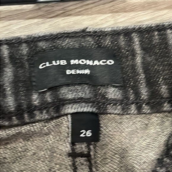 Club Monaco High Waisted Cuffed Jeans Black. Wide Leg Straight Fit Dark Wash - Picture 6 of 7
